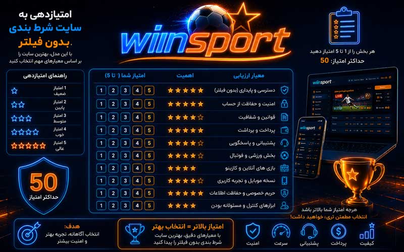 امتیازدهی به سایت شرط بندی بدون فیلتر